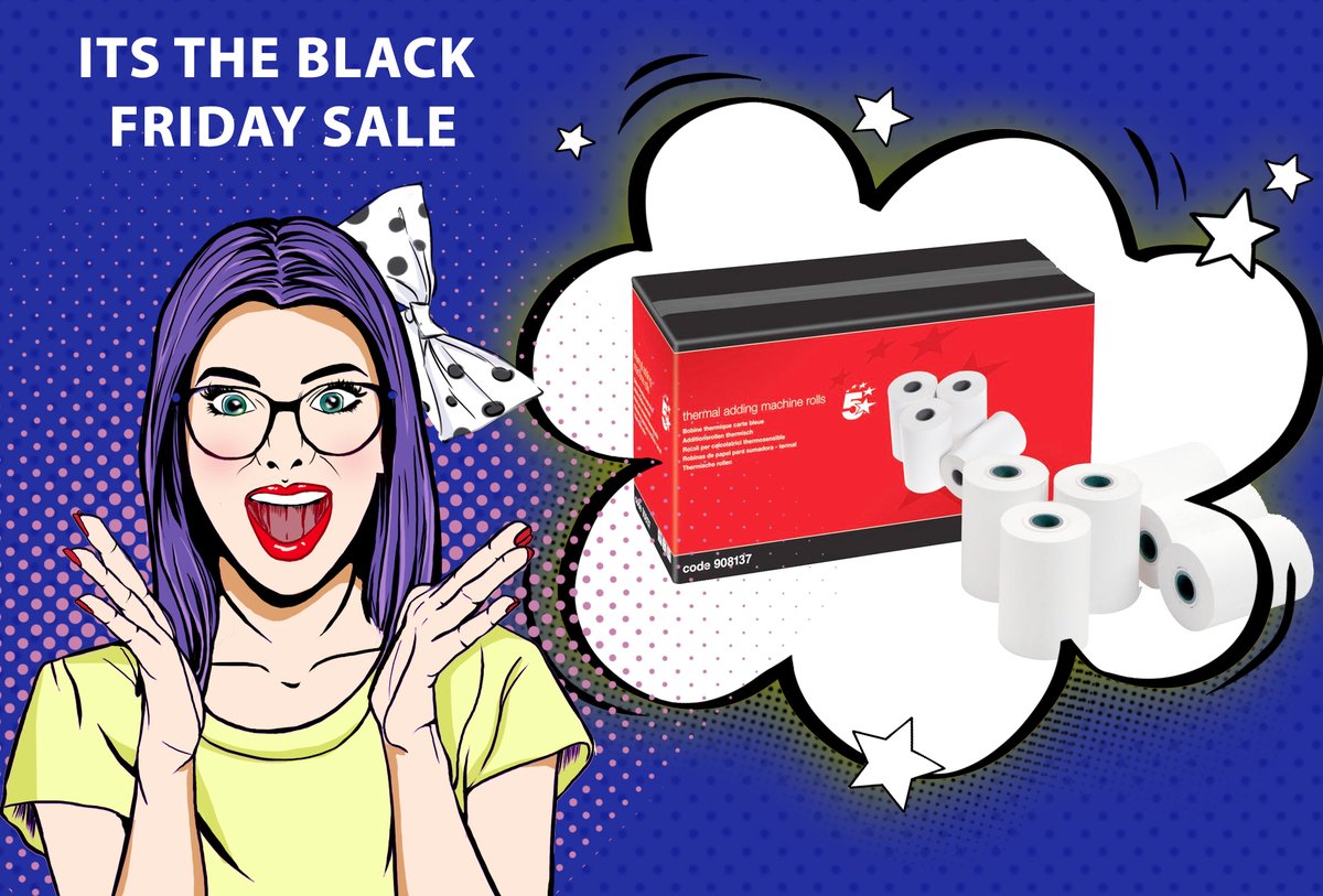 marvoyltd's tweet photo. Crazy 95% Off - Black Friday Sale on one of our best selling products. Are you looking for a quality product for your till ?
Give your customer a nice feel/touch with their receipts printed on some of the best 5 Star Office Thermal Printer Rolls https://t.co/wJZpvmOeb6