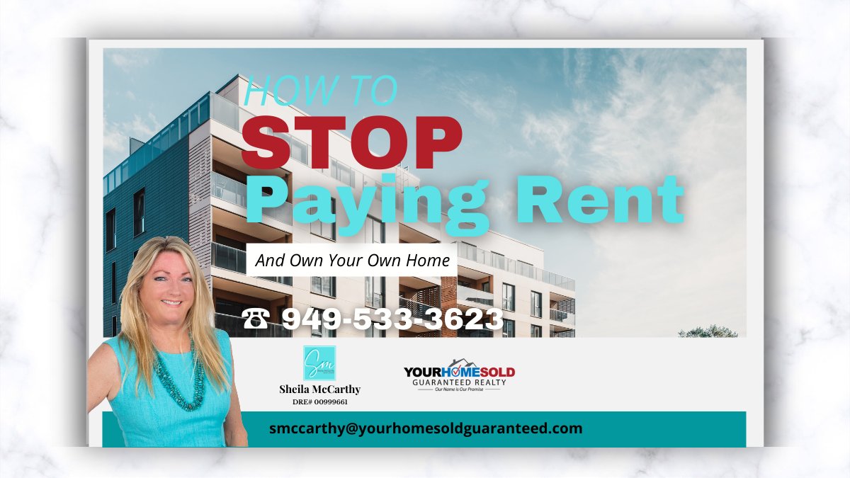 SheilaM_Realtor's tweet photo. “How to Stop Paying Rent and Own Your Own Home” 

You can request our free copy just call Sheila McCarthy @ ☎️ 949-533-3623 now!!

#SheilaMcCarthy #SheilaMcCarthyRealtyGroup #YourHomeSoldGuaranteedRealty #YourHomeSoldGuaranteed #RealEstate #RealEstateCalifornia https://t.co/IM7elTsG0l