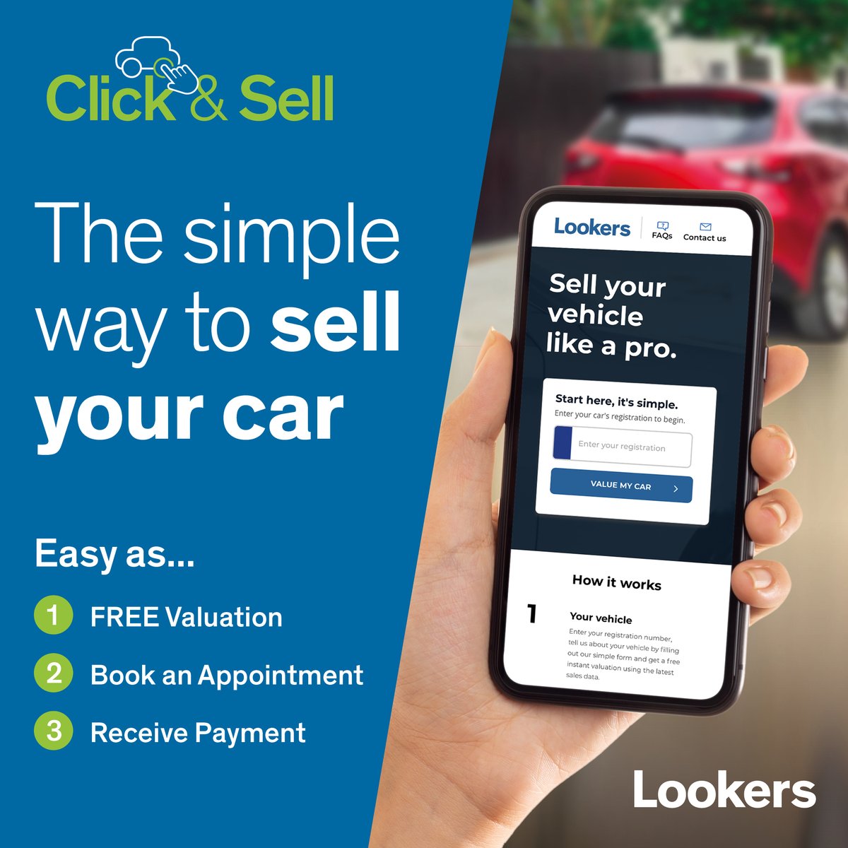 LookersGroup's tweet photo. We are delighted to launch Click and Sell! The exciting development makes selling your car simple, by using our trusted dealer network of over 150 sites.
Why not give it a go today and see how much you could make: https://t.co/yiWxP9jlby
#lookers #clickandsell https://t.co/Zk0CPiyqGg