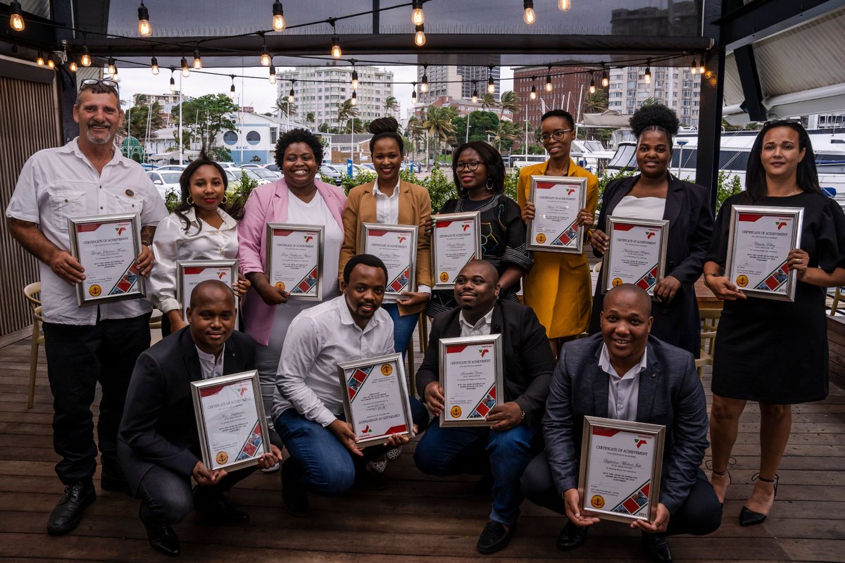 TransnetNPA's tweet photo. Please join the Port of Durban in congratulating the 15 Marine Services colleagues who recently graduated from cadetship to Chief Marine Engineering Officers, Tug Masters and Skippers.
#PortofDurban #CadetGraduation #SenzeKwenzeke #WeMakeThingsHappen #TransnetNPA https://t.co/rqfPbxiD2c