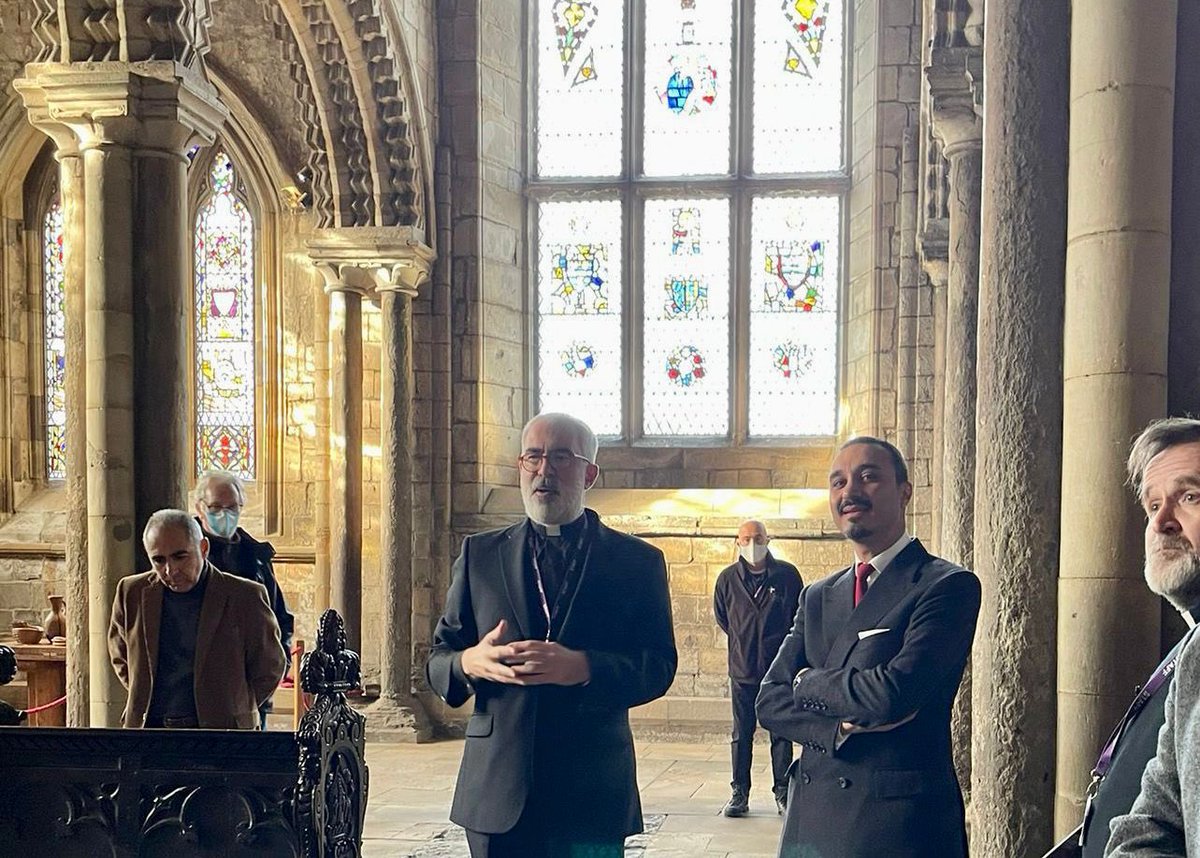 SaudiEmbassyUK's tweet photo. HRH Prince Khalid bin Bandar was honored to accept the kind invitation from @AnoushEhteshami to visit @durham_uni and deliver the annual Ambassadorial lecture to a select group of students and faculty. The visit included private tours of @DurhamHeritage and @durhamcathedral https://t.co/g1pTbbWg8m