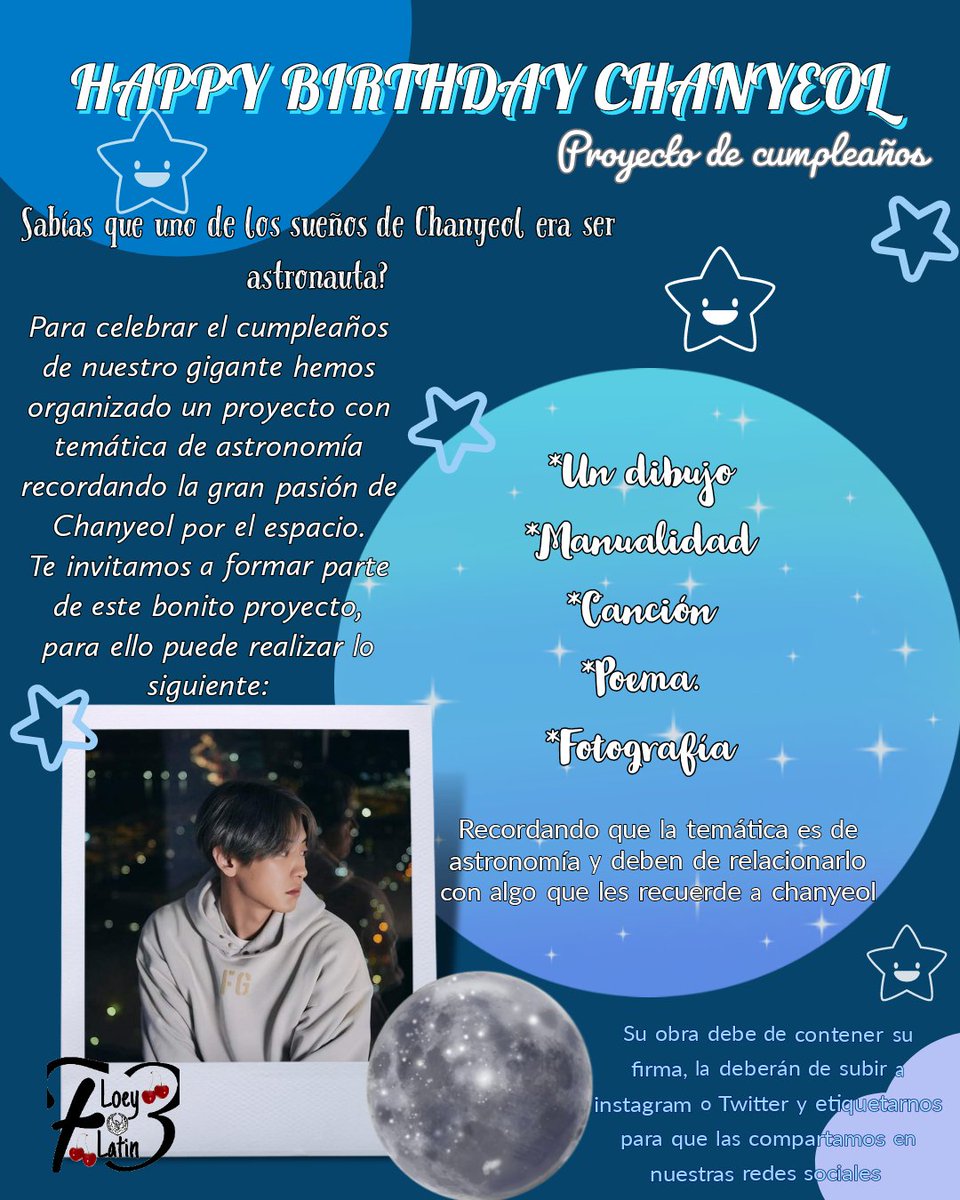 LOEYLATINFB's tweet photo. No olviden publicar su proyecto de cumpleaños que han preparado para Chanyeol.
#OurMeissaChanyeolDay 
#HappyChanyeolDay
#찬열아생일축하해
#항상찬열이편 
#찬열 #박찬열 https://t.co/lDo8A7lvss
