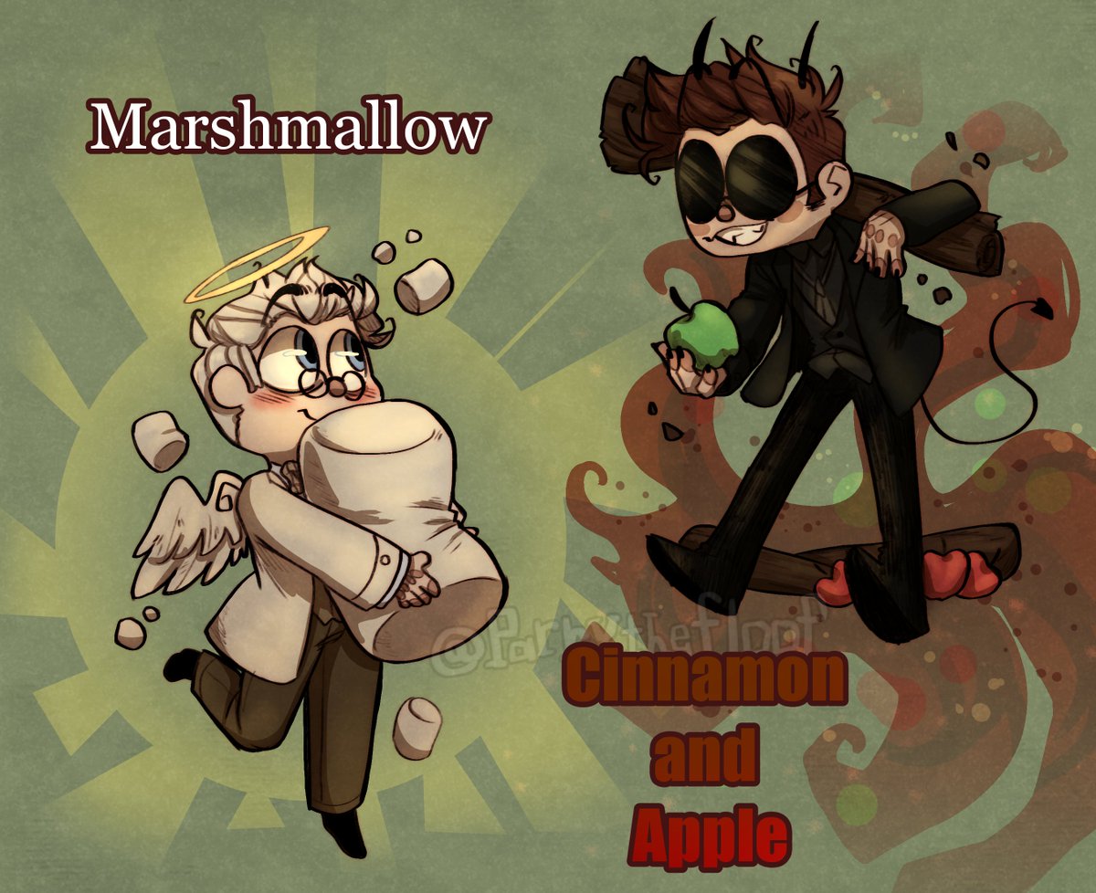 Parrythefloof's tweet photo. 🍰Marshmallow angel and cinnamon apple demon🍏
#GoodOmens #GoodOmensFanArt #goodomensaziraphale #goodomenscrowley #fanart #appledemon #fluffyangel #myartwork #art #artistsontwitter https://t.co/zAbsSdkycO