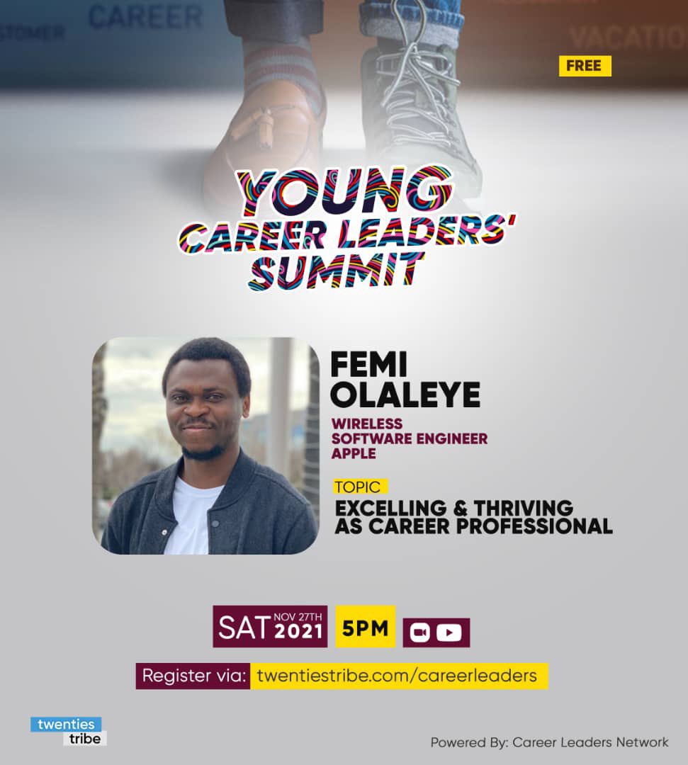 Join us on Saturday Nov 27th at 4pm WAT; 10am ET. Register @ twentiestribe.com/careerleaders