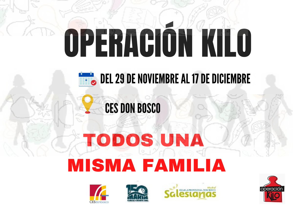 CESDonBosco's tweet photo. 🥐🍗🥫  #OPERACIÓNKILO EN EL @CESDonBosco  🥫🍗🥐

🗓 Entre el 29 de noviembre y 17 de diciembre súmate a la recogida de #alimentos 

👨‍👩‍👧‍👦 Muchas #familias agradecerán tu granito de arena ❤️ https://t.co/g8UiHUwKu7