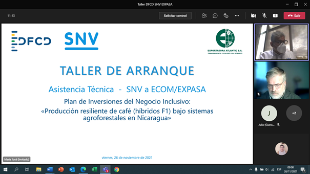 SNVCAMERICA's tweet photo. Arrancamos junto a Exportadora Atlantic S.A.(ECOM-EXPASA) el taller de Arranque del Proyecto Producción resiliente de café (híbridos F1) bajo sistemas agroforestales en #Nicaragua, el cual será presentado para su financiación al Fondo Holandés para el Clima y el Desarrollo (DFCD) https://t.co/7NWeiezufb
