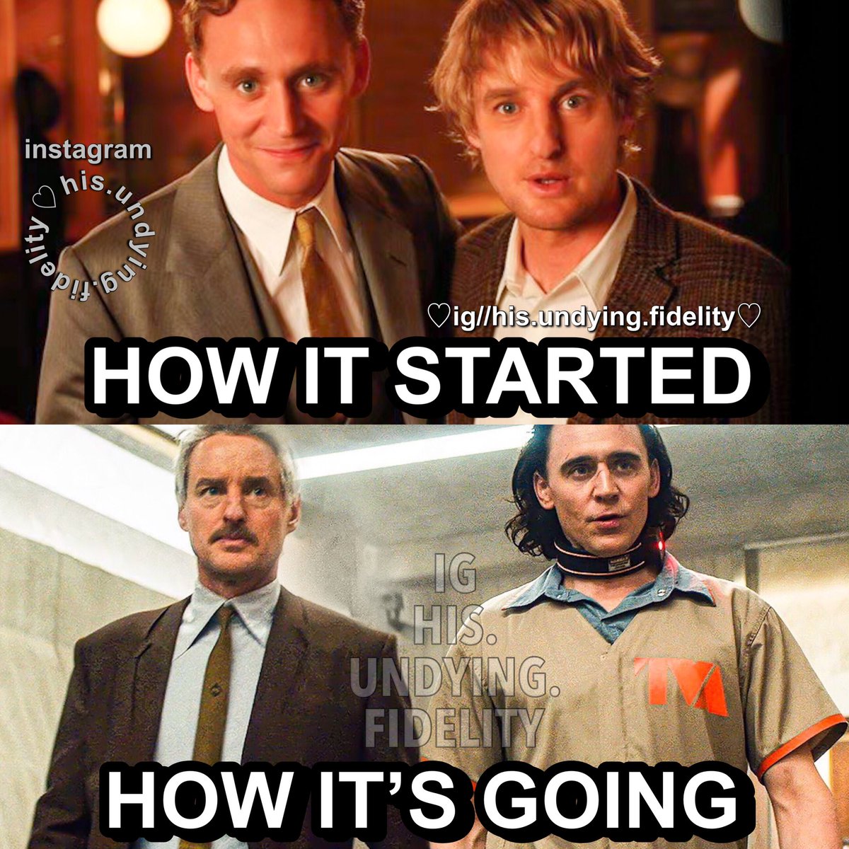 ForLokiusAlways's tweet photo. Tom Hiddleston and Owen Wilson are the iconic duo https://t.co/UMQwqyFXkl
