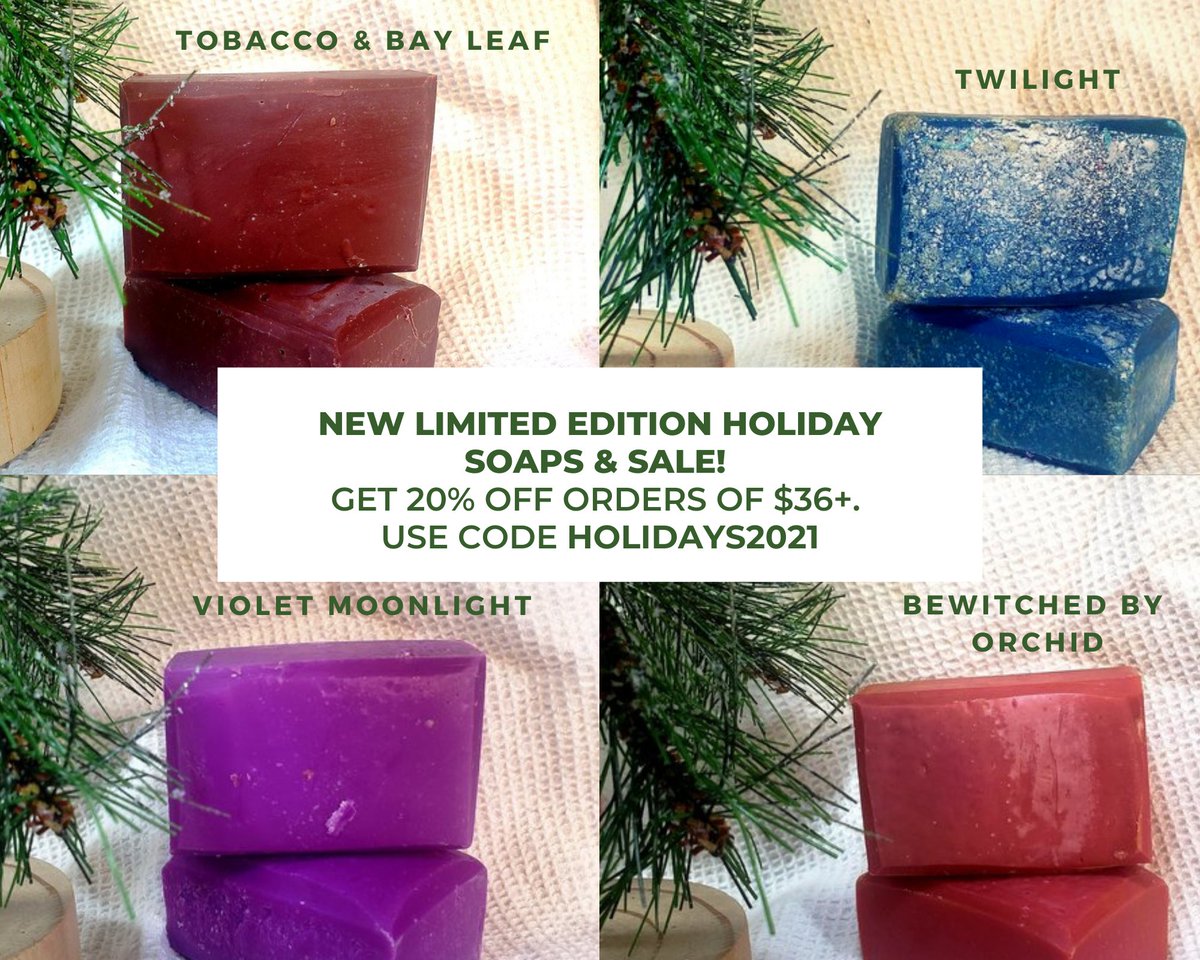 7th_Sojourn's tweet photo. We hope you had a wonderful Thanksgiving! In case you missed it, our sale is still on for Black Friday and beyond. And, we've just added all NEW (!!) limited edition soaps! Get 20% off orders of $36 or more. Just use code HOLIDAYS2021 at checkout. https://t.co/0CdtkNNq0u https://t.co/lhotzUx9AB