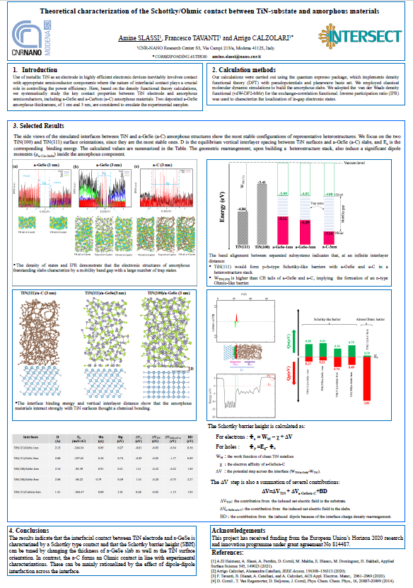 intersect_eu's tweet photo. SLASSI et al. from @CNRsocial_ study the key contact properties between #TiN #electrode and amorphous #semiconductors by using #firstprinciples approaches based on the #DFT in this poster submitted to our recent #intersectworkshop.
More at https://t.co/YOae2TjYMg
@acalzola74 https://t.co/9WbjFYxRTS