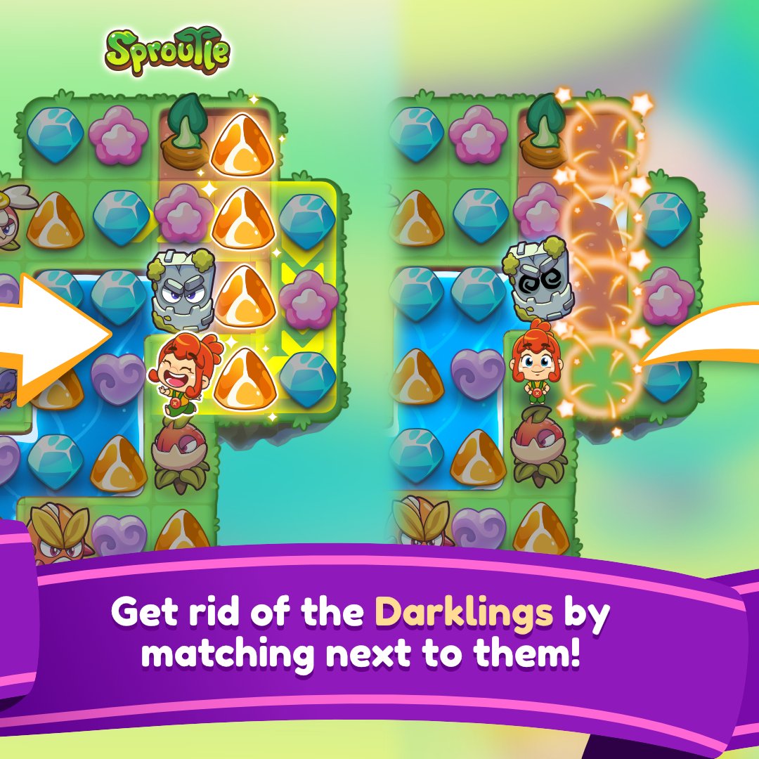 sproutle's tweet photo. Darklings are dastardly denizens of the forest that you encounter on your adventures. You'll have to defeat them as you go along your quest!

#sproutle #darklings #challenges #adventure #pets #matchinggame #indiegames #indiegamedev https://t.co/5nvlgypTj9