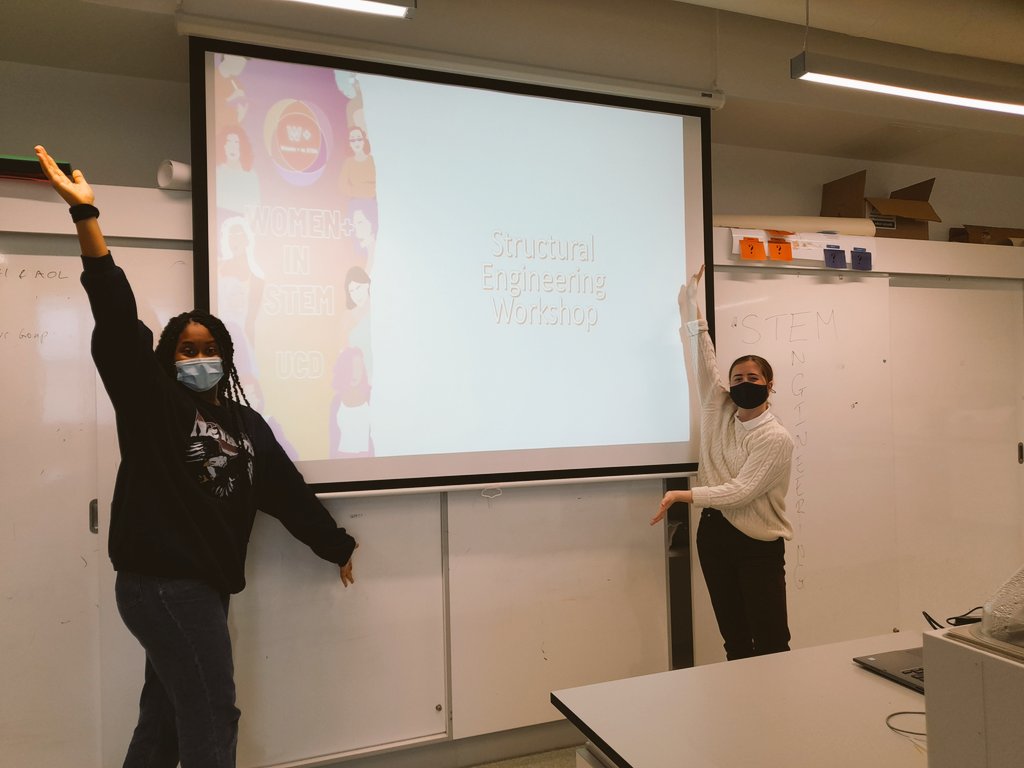 UCDExplore's tweet photo. Big thank-you to Kate and Athaliah 😊 from @WomenInSTEM_UCD for teaching us how to #thinkLikeAnEngineer in a brilliant Structural Engineering workshop today 👷‍♀️👷‍♀️ #STEM @ucdscience @UCDCommunity @scienceirel https://t.co/yRcfo72zXY