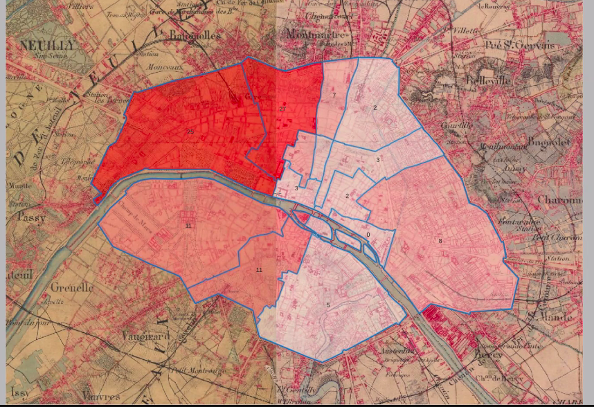 kembellec's tweet photo. La comparaison de 2 sources: une #heatmap des milieux populaires (n&b) d'époque et une 2ème (en couleurs), sur les récipiendaires de la légion d'honneur allemands (en négatif de la 1ere map)
La légion d'honneur une question de classe plus que de nationalité?
#datathonIHADFK https://t.co/RiBVSW2Iei