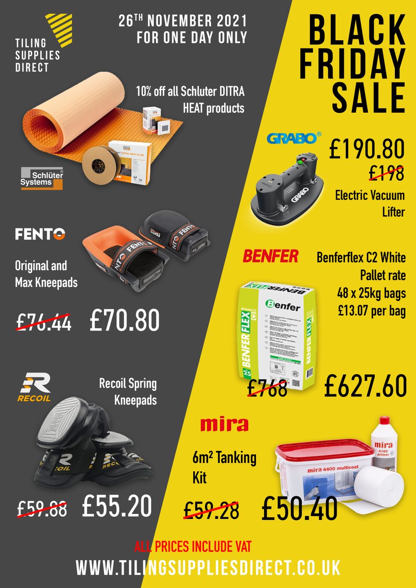 Black Friday Offers now live on our website - head over to tilingsuppliesdirect.co.uk before they expire at midnight tonight!