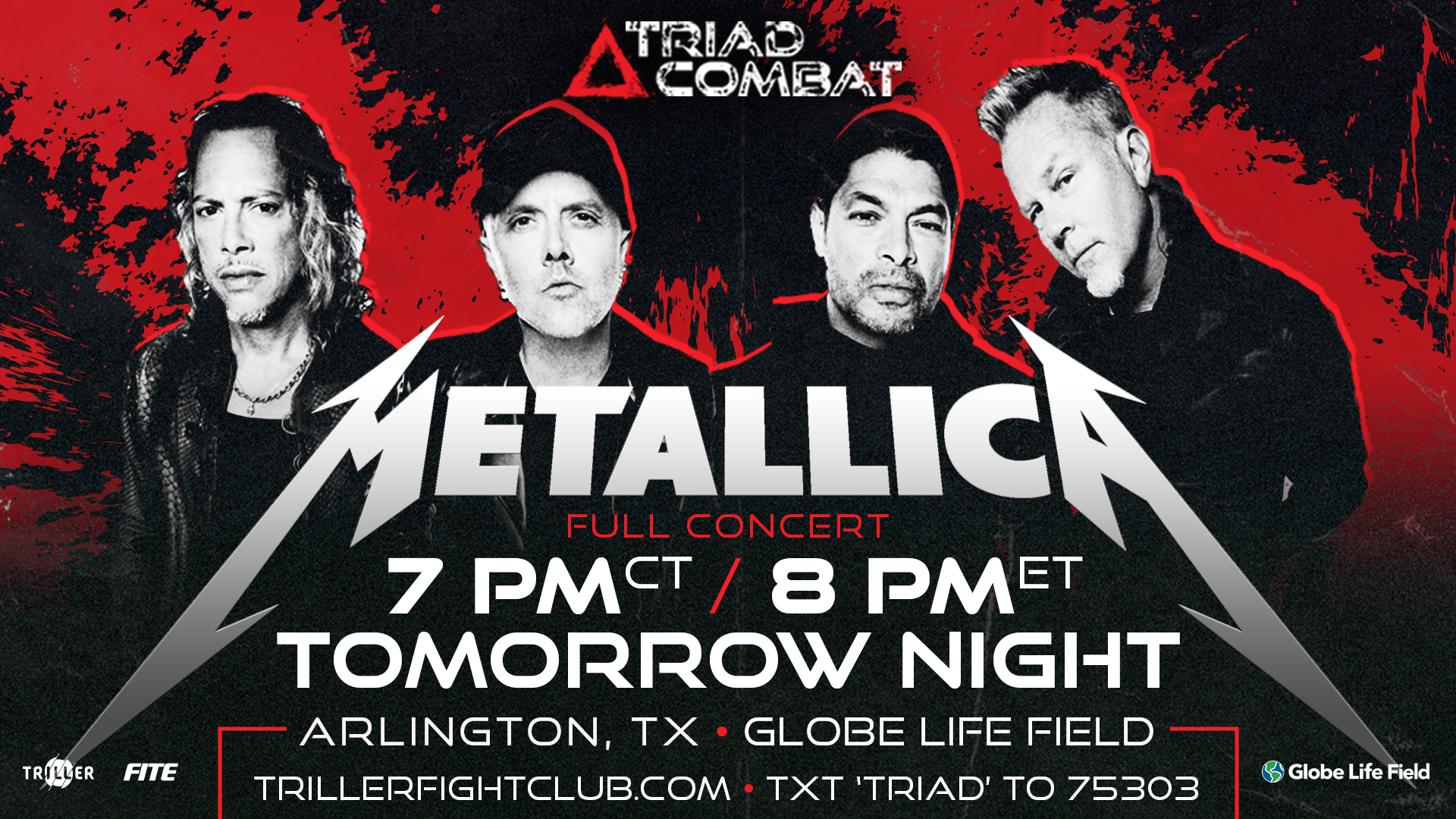 Metallica Time Is Running Out To Get Tix To See Us In Concert Together With Trillerfight Tomorrow Night We Ll Play A Few Songs In Between Fights Then Close The Night