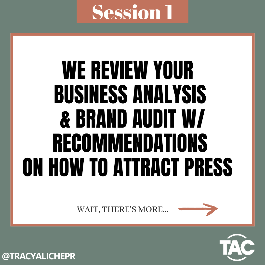 TracyAlichePR's tweet photo. Have You Heard About Our PR Coaching?
Still on the fence about signing up?
Our PR Coaching is designed to help position your business/brand to attract media opportunities. It provides strategies on how to conduct press outreach.
#BlackFriday #PRCoaching #TracyAliche https://t.co/A7g7QPu8gG