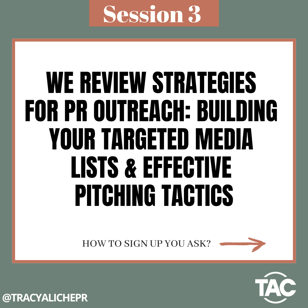 TracyAlichePR's tweet photo. Have You Heard About Our PR Coaching?
Still on the fence about signing up?
Our PR Coaching is designed to help position your business/brand to attract media opportunities. It provides strategies on how to conduct press outreach.
#BlackFriday #PRCoaching #TracyAliche https://t.co/A7g7QPu8gG