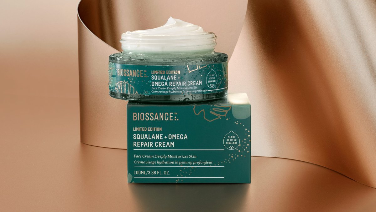 Biossance's tweet image. Introducing the deeply replenishing and hydrating formula you know and love, now bigger than ever. 💧👀 Our new, limited-edition JUMBO Squalane + Omega Repair Cream is 45% OFF for 1 DAY ONLY. Get yours: bit.ly/OmegaRepairCre… #biossance #skincare