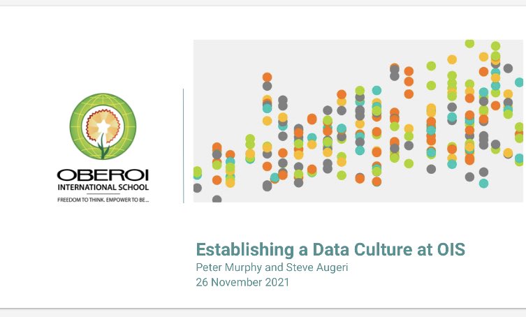 bhaktiilad's tweet photo. Informative session by @murphypmj @StephenAugeri on establishing a data informed culture at @oismumbai using data to improve the quality of education. The key is #regularmonitoring and #knowingourstudents Can’t wait to see what’s next in the process @OISLearningHub @veenadsilva https://t.co/xIkcyboXsh