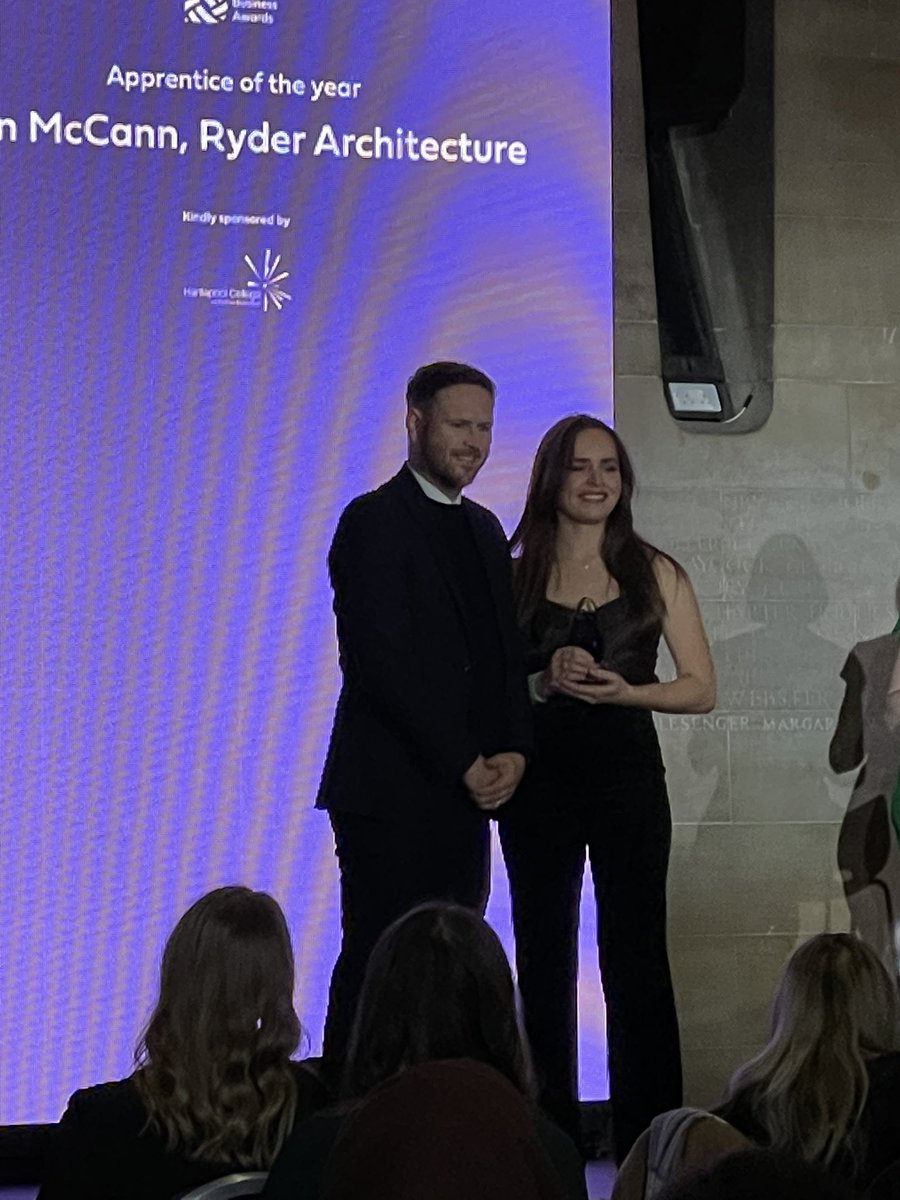 Whoop - PlanBEE &amp; <a href="/gatesheadcoll/">Gateshead College</a> Graduate <a href="/CannEllen/">Ellen McCann</a> from <a href="/Ryder1953/">Ryder Architecture</a> picking up #Apprentice of the year @NEEChamber Inspiring Females #HardWorkWins