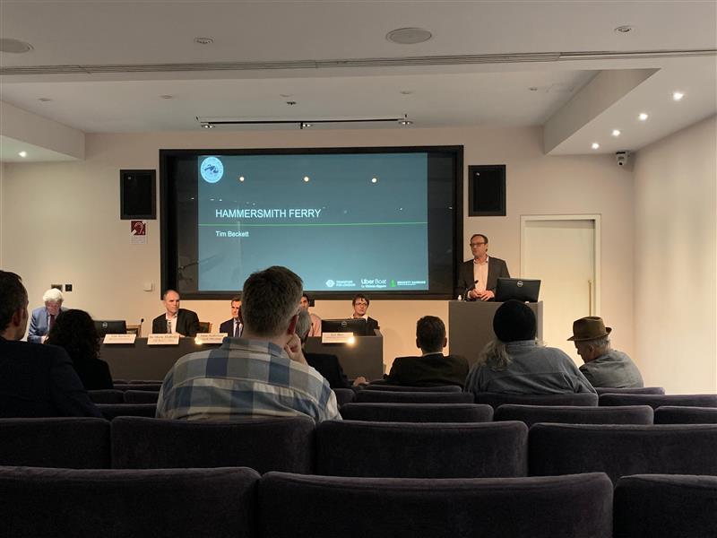 Tim Beckett from <a href="/beckettrankine/">Beckett Rankine</a> presenting on the Hammersmith Ferry project.