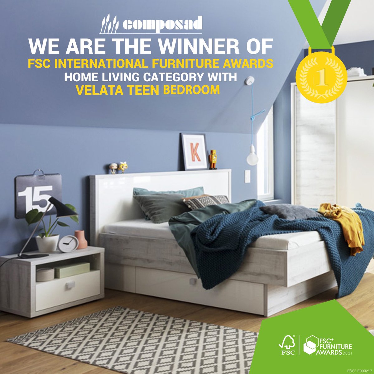 GruppoSaviola's tweet photo. And the Winner is… #Composad
La linea VELATA teen bedroom vince il🥇Premio internazionale🥇#FSC Furniture Awards 2021 nella categoria home living. Mobile di #GruppoSaviola. #furnitureawards #forestsforallforever
@FSC_IC @FSCItalia @FSCUK https://t.co/uPGnFgd8Ut