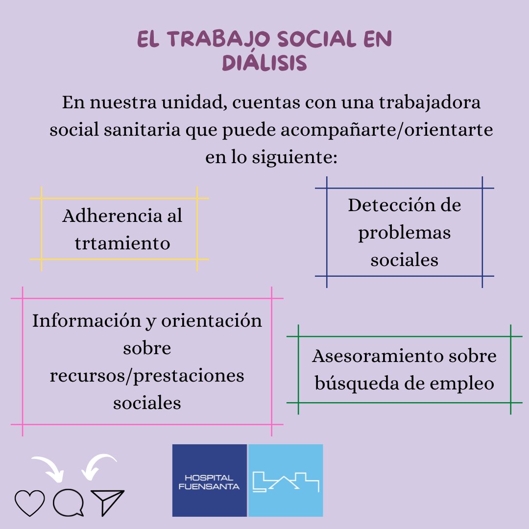 HD_ViamedFuen's tweet photo. 💙Muchos autores así como artículos ponen de manifiesto la importancia de la intervención social para mejorar la calidad de vida de los pacientes

#trabajosocialsanitario #dialisis https://t.co/3gNeK8fRPg