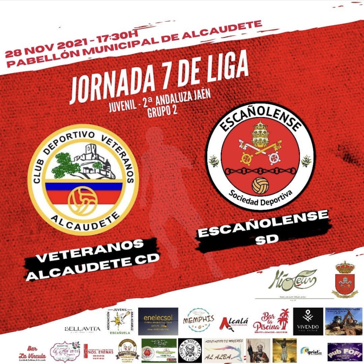 Partidos del fin de semana:

Sábado a las 19:00h, senior vs @AvanzaFutsal en el polideportivo de Escañuela.

Domingo a las 17:30h, juvenil vs <a href="/CDVAlcaudete/">CDV Alcaudete</a> en el polideportivo de Alcaudete 

#aupaescañolense

<a href="/jaen_deportiva/">JAÉN DEPORTIVA</a> <a href="/JaenenJuego/">JaenEnJuego.com</a> <a href="/AlberoyMikasa/">Albero y Mikasa</a> <a href="/eldeportedejaen/">El Deporte de Jaén</a>