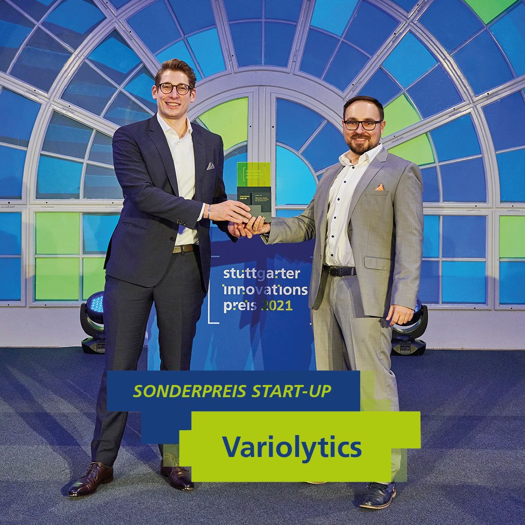 sinnpreis's tweet photo. Der Sonderpreis Start-up geht an die Variolytics GmbH.
Wir gratulieren zu 20.000 Euro Preisgeld!

#stuttgarterinnovationspreis #variolytics #stuttgart #0711 #innovation #award https://t.co/ioDFK8l2jg
