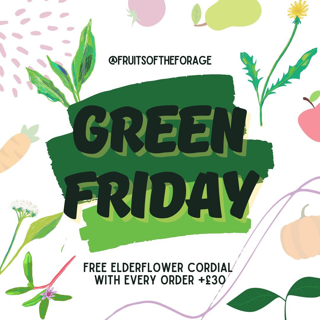 Make it a #GreenFriday this year with our range of sustainable, wild &amp; locally produced hampers, preserves, cordials and liqueurs. As a thank you, we’re throwing in a free bottle of Elderflower Cordial with every order +£30, til the end of December 💚  bit.ly/3lbcQvM