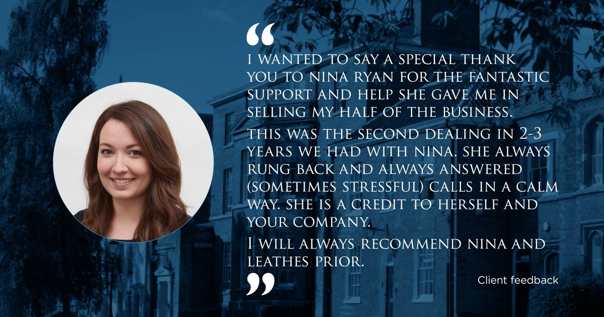 I wanted to say a special thank you to Nina Ryan for the fantastic support and help she gave me in selling my half of the business... She is a credit to herself and the company."
Well done <a href="/ninaryan/">Nina Ryan</a> for receiving this wonderful feedback from a very happy client. #FeedbackFriday