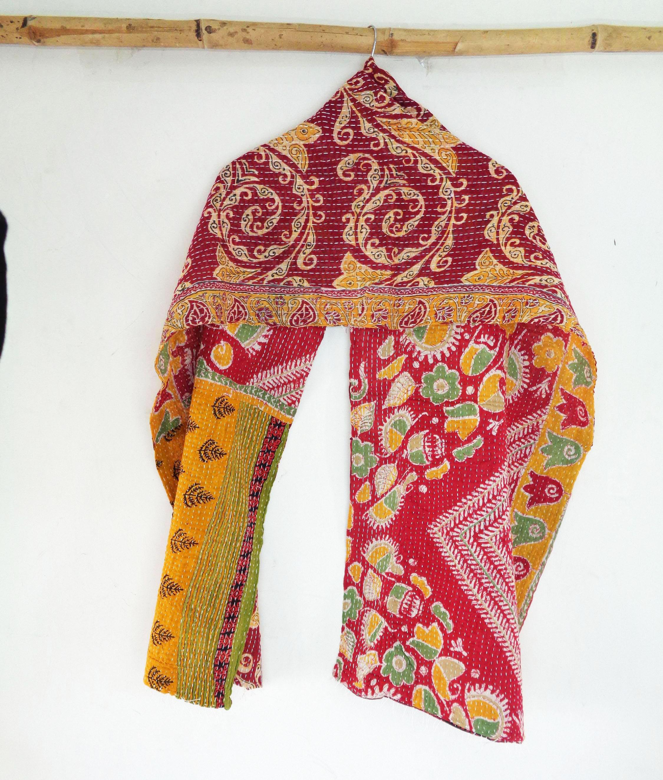 Cotton Kantha Scarf Neck Wrap Stole Dupatta Stitched Embroidered Scarf Veil   SM76