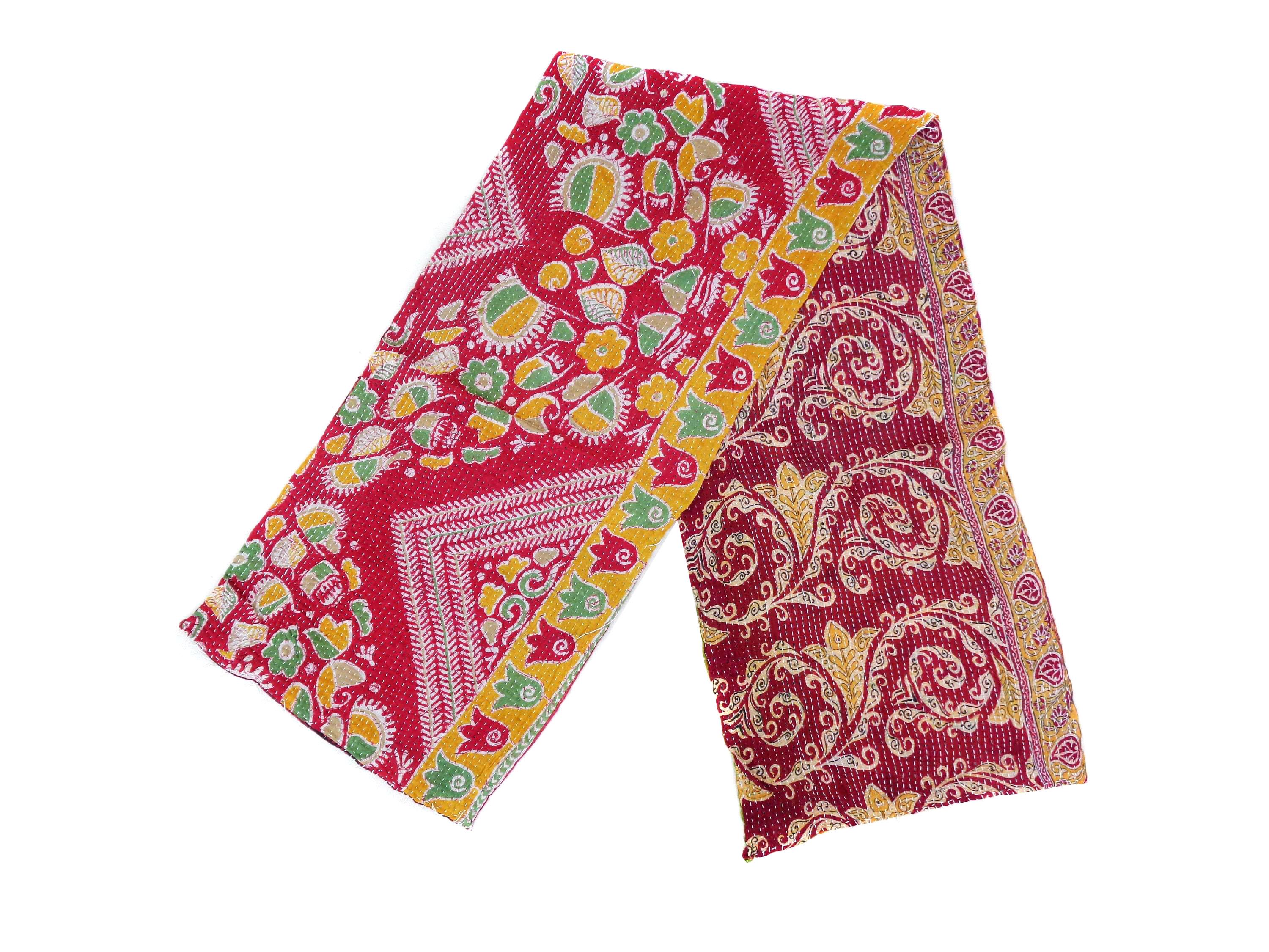Cotton Kantha Scarf Neck Wrap Stole Dupatta Stitched Embroidered Scarf Veil   SM76