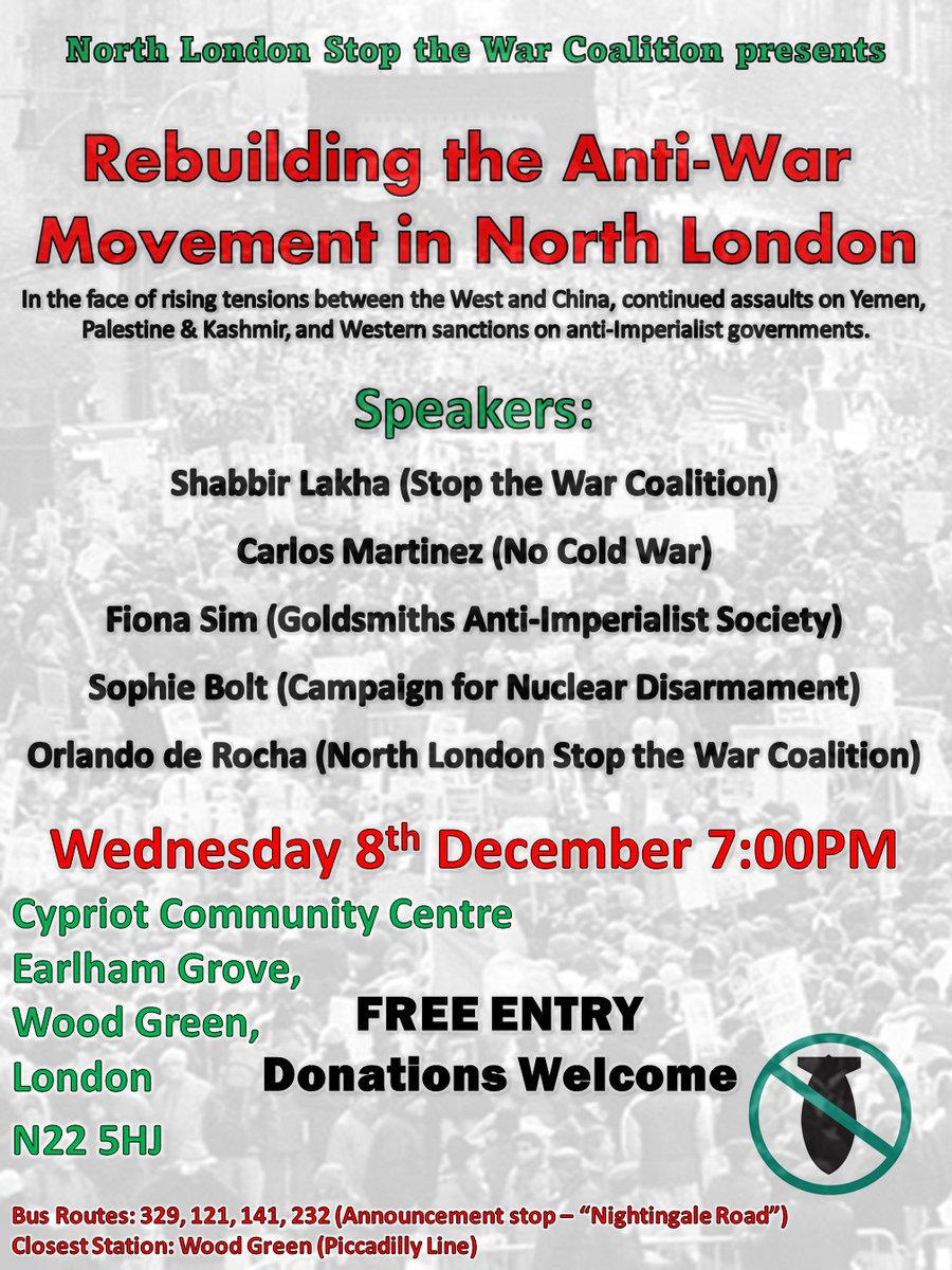 HuseyinAliKosti's tweet image. New flyer. Let's rebuild the Anti-War Movement in North London. It starts with your involvement, so come down to our event.

#stopthewar #stwc #peacenotwar #nomorewar #makelovenotwar #northlondonactivism #northlondon