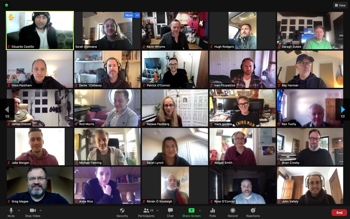 screencomposer2's tweet image. Great turnout of SCGI members for our virtual AGM today. A wonderful community of composers for screen. 
We are delighted to welcome three new directors to our board. They are ; @IvanFitzMusic @KevinWhyms and @ScoreDrawMusic

@IMROireland @ScreenIreland @DeptCulturelRL
