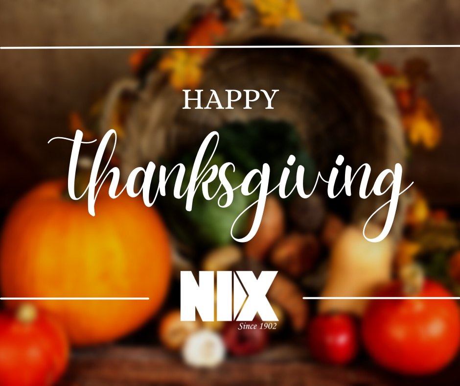 CompaniesNix's tweet photo. We are thankful for our great employees and customers. Wishing everyone a very happy and blessed Thanksgiving! https://t.co/cM5clxbGKB
