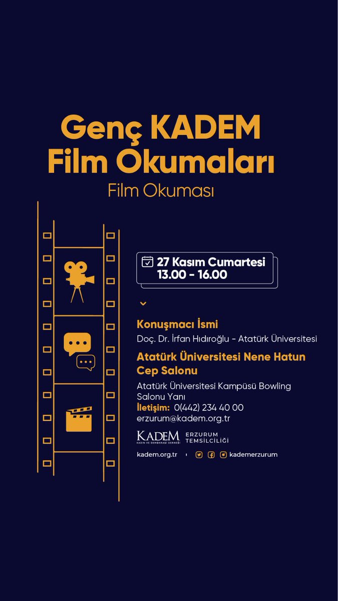 Her ay farklı bir flim izleyeceğimiz etkinliğimize davetlisiniz 🧡
<a href="/SalihaOkurGmr/">Saliha Okur Gümrükçüoğlu</a>
<a href="/AvFatimealkan/">Avukat- Arabulucu Fatime ALKAN 🇹🇷</a>
<a href="/kademerzurum/">KADEM Erzurum</a>
<a href="/kademorgtr/">KADEM</a>