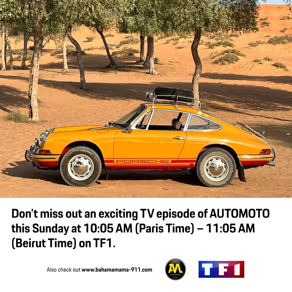 🇱🇧🇫🇷 Are you ready? Our versatile 1968 #BahamaMama911 will be the special guest of this Sunday's <a href="/AUTOMOTO_TF1/">Automoto</a> episode with Jean-Pierre Gagick (<a href="/JPGagick/">Jean-Pierre Gagick</a>) at 10:05 AM (Paris Time) - 11:05 AM (Beirut Time). Stay tuned!

#Porsche #PorscheClassic #CaretakersOfDreams #AUTOMOTO #TF1