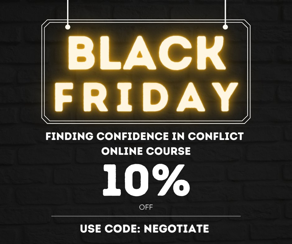 While you're shopping for others today, get something for yourself too!

Our online course, Negotiate Anything: Finding Confidence in Conflict is 10% off! 

Use code: NEGOTIATE 

Link: sso.teachable.com/secure/337640/…

#blackfriday #professionaldevelopment #personaldevelopment
