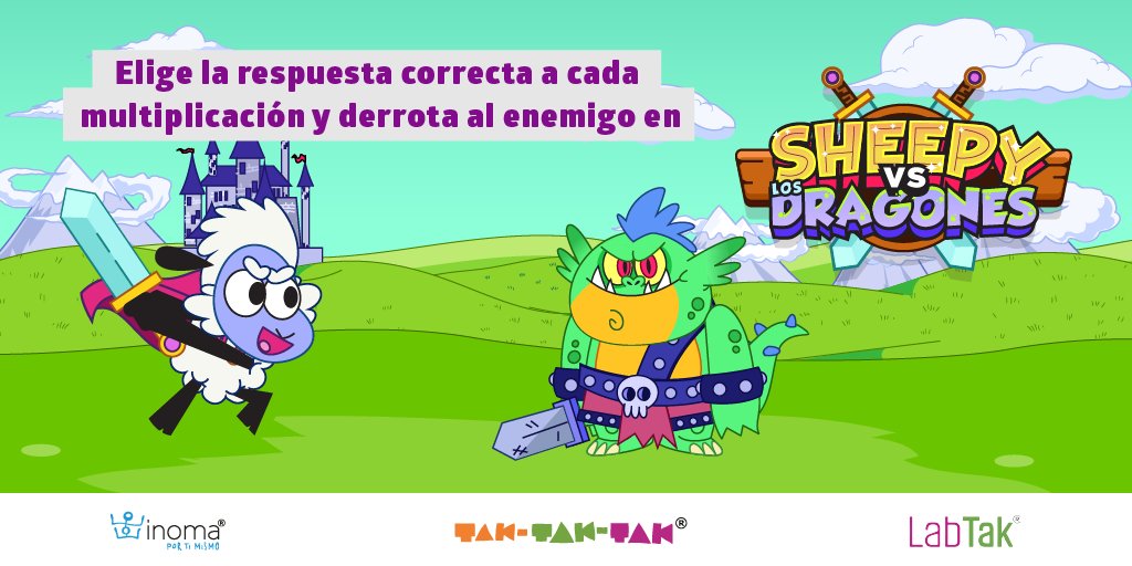 InomaMexico's tweet photo. Con Sheepy vs los dragones las niñas y niños podrán practicar las multiplicaciones de un dígito, mientras ayudan a Sheepy a defender su reino. 

¡El videojuego ya está disponible en https://t.co/XzE6V7A8pl, Google Play y App Store! https://t.co/C452yOvLBd
