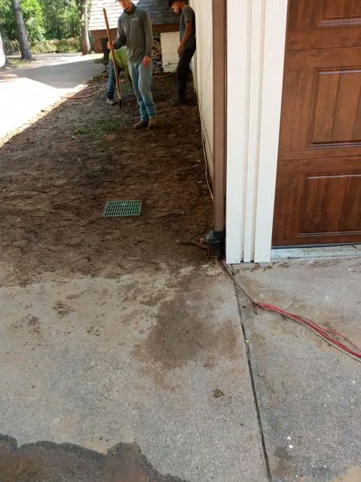 KingreenServ's tweet photo. Drainage system that passes below the driveway. Boring under the driveway with a 4” hammerhead piercing bit is fun but not easy. We got it ready for future connection to the gutter. #landscaping #landscape #irrigation #landscapedesign #lawncare #drainage #flowermound https://t.co/uE0yzmHcQE