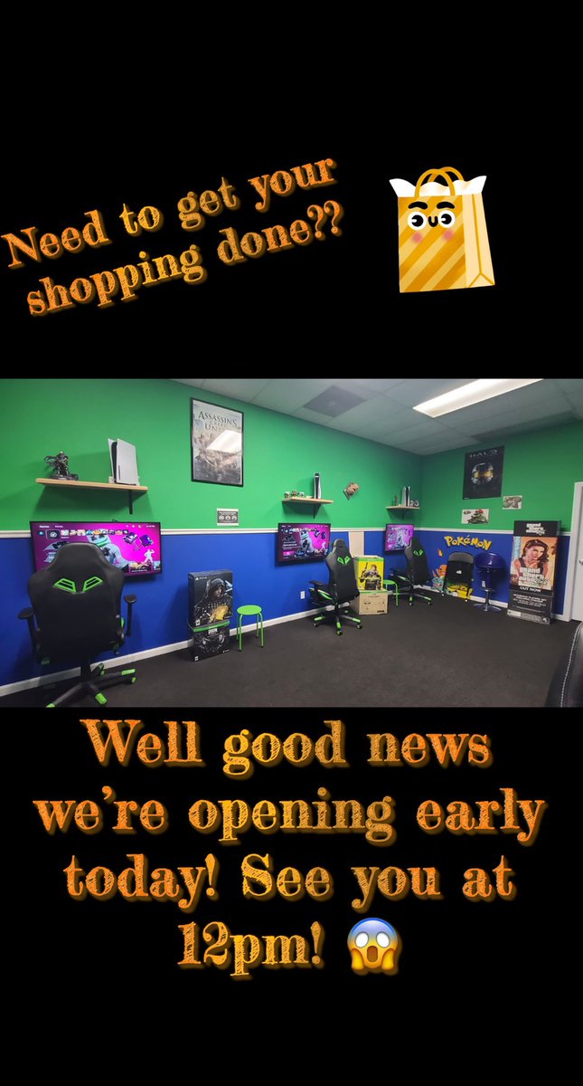 CrazyGamerDome's tweet photo. Surprise we will see you at 12pm today! 😱😱😱 #crazygamerdome #BlackFriday #HappyThanksgiving #BlackFriday2021 #OpenEarly #CyberMonday #XboxSeriesX #Xbox20 #PlayStation #PS5 https://t.co/0HvztcUFiG