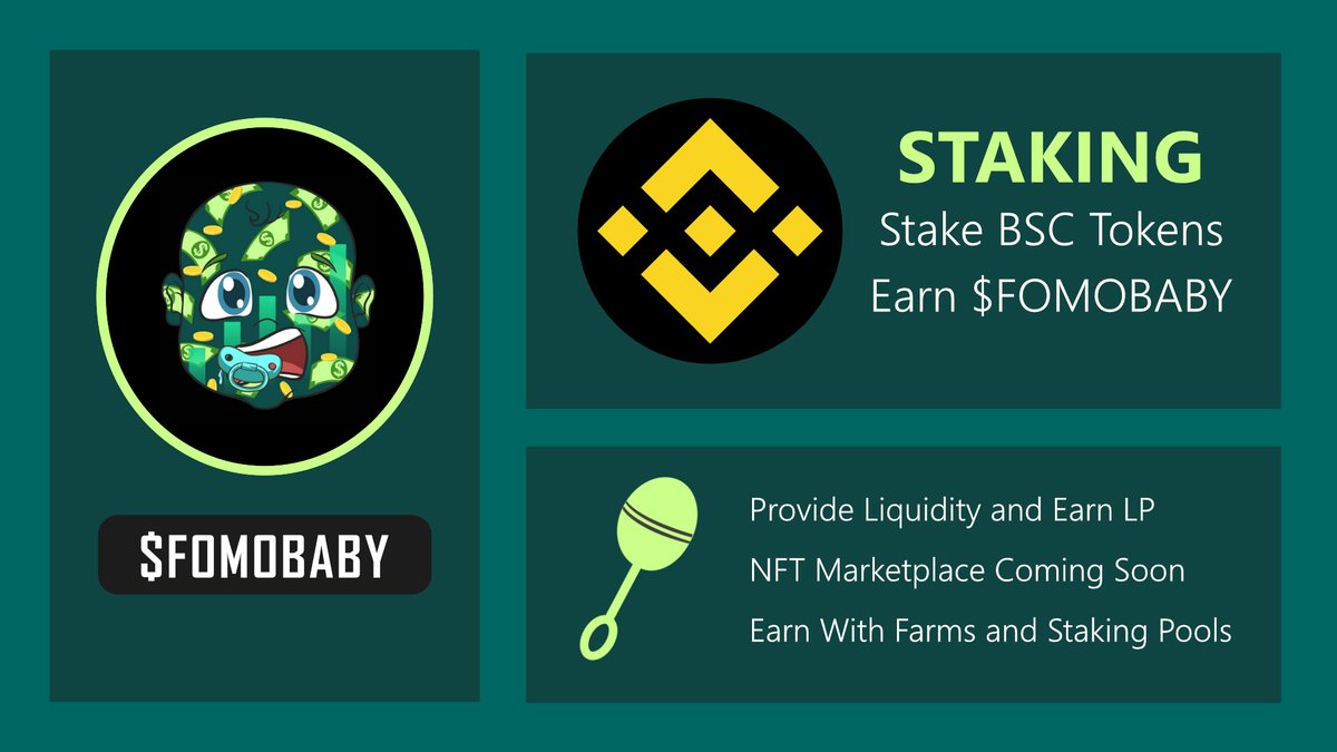fomobabycoin's tweet photo. 💸Staking #BSC Token just got better! Stake BSC tokens on https://t.co/lvqv0C70g7 and earn $FOMOBABY! 💸#staking #defi #EarnCrypto https://t.co/6uOEMTQcE5