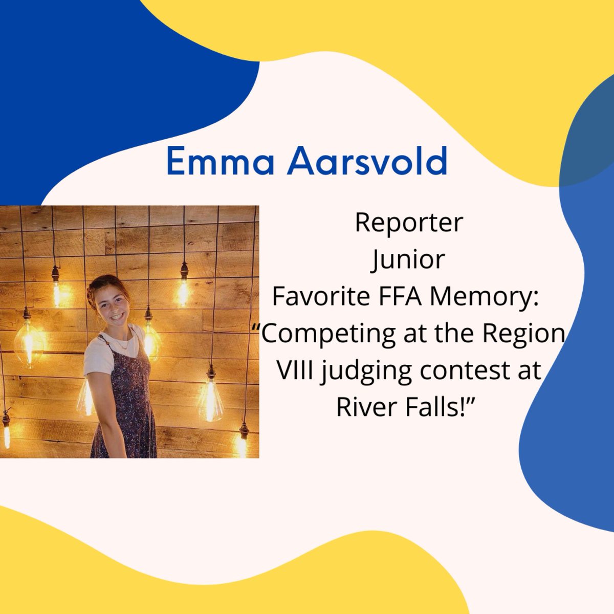Next up is Emma, our reporter!!