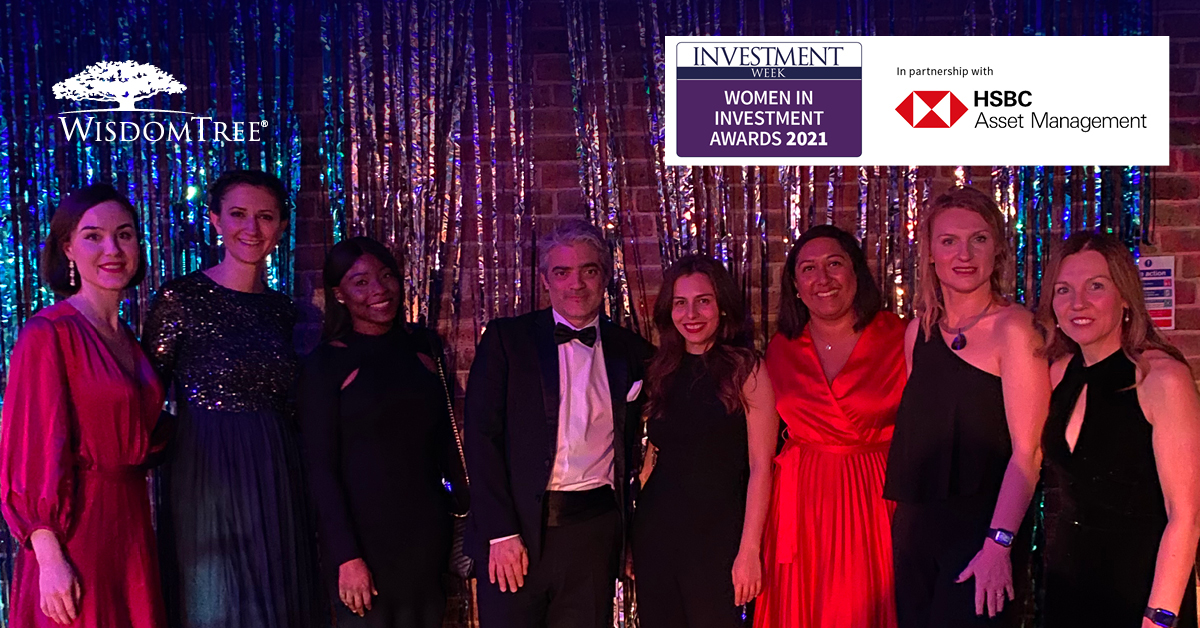 WisdomTreeEU's tweet photo. Last night our wonderful women from WisdomTree's Women's Initiative Network and our ally Alexis Marinof, Head of Europe supported @InvestmentWeek's Women in Investment Awards 2021. What a fantastic evening celebrating women's achievements in the industry! #wiia21 https://t.co/gtRithHZ5H