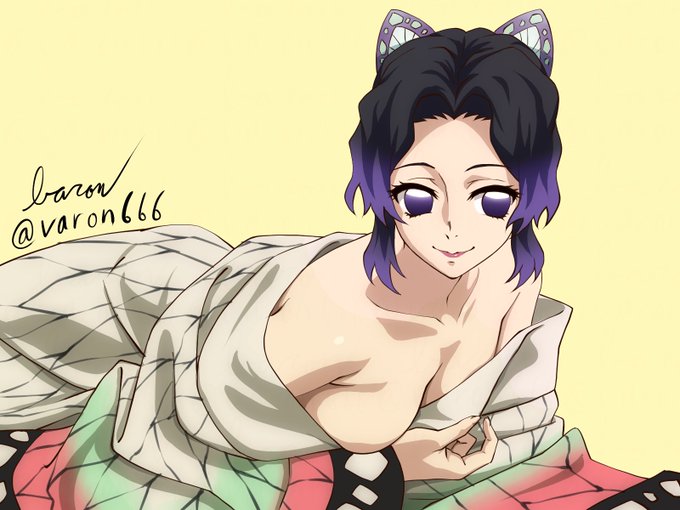 baronさんがTwitterに投稿した胡蝶しのぶ(鬼滅の刃)のイラスト。