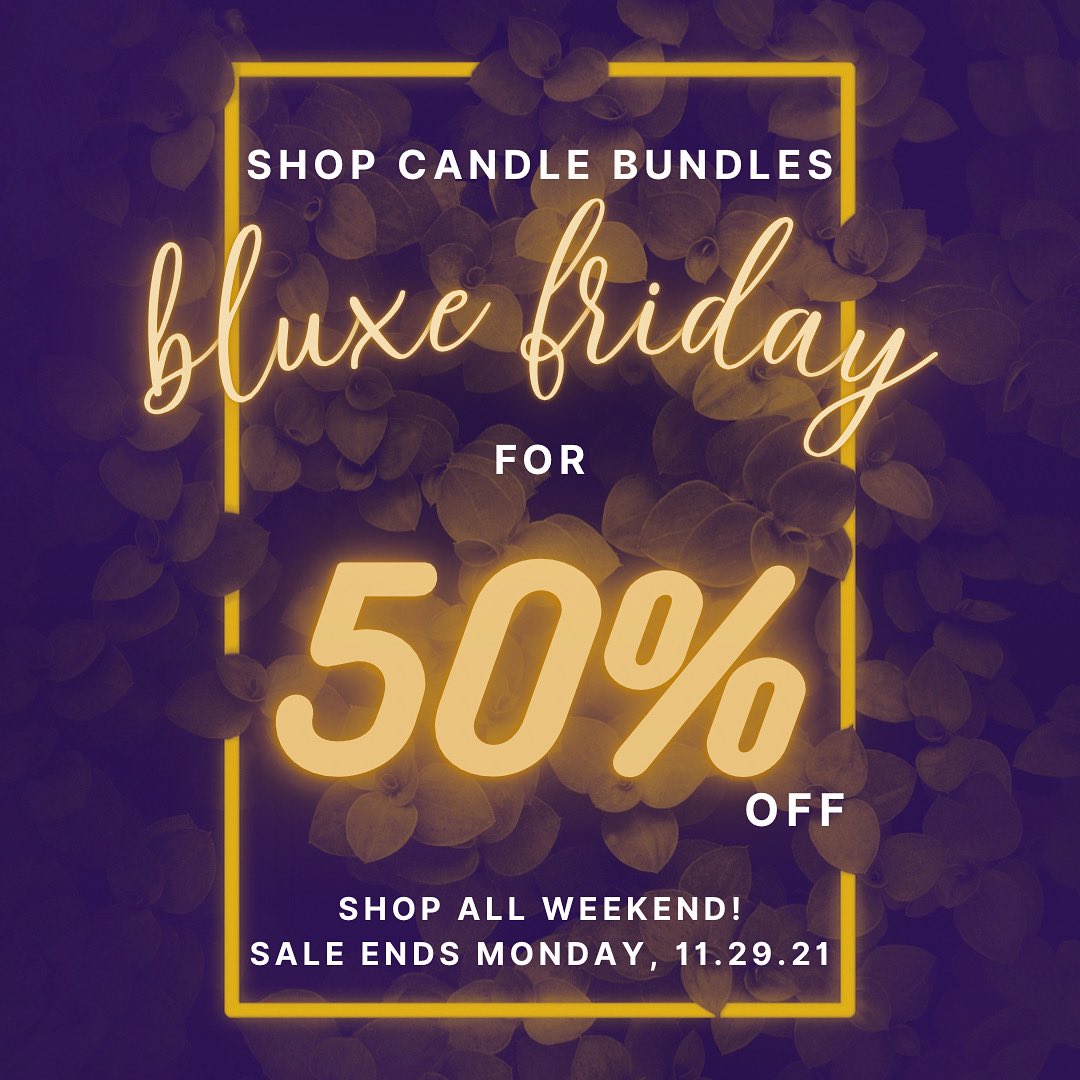 fanciest's tweet photo. Shop our #BLUXEFRIDAY sale! Grab one of our candles and get 2 candle accessories for 50% off!! 🤩 use code BLUXEFRIDAY at checkout to grab your #CandleBundle this weekend! 

Shop all weekend while supplies last, sale ends Monday 11.29.21 at 11:59pm!

https://t.co/zdlbyzLpsh https://t.co/soh5dVcJZG