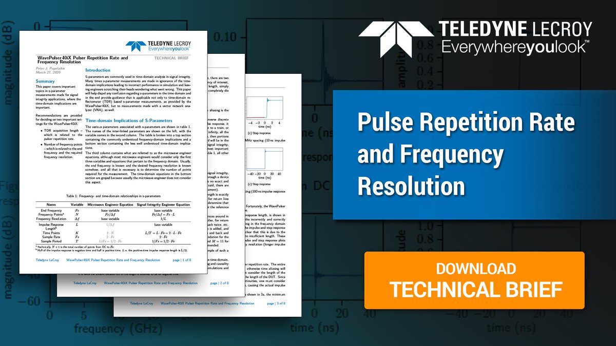 TeledyneLecroy's tweet photo. This tech brief covers important topics in #sparameter measurements made for #signalintegrity applications, where the time-domain implications are important. Click to read: https://t.co/p5mJJlrlqV #teledynelecroy #teledyne #testandmeasurement #measurementtips #vna #tdr https://t.co/v1ttZg6Sw4