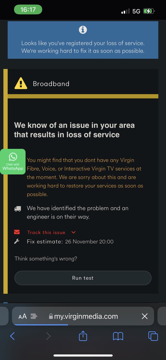 jamiewheeldon's tweet photo. @virginmedia Any update on when service will be restored in the E8 area? It’s been down since last night… https://t.co/ujBSUlg5tj