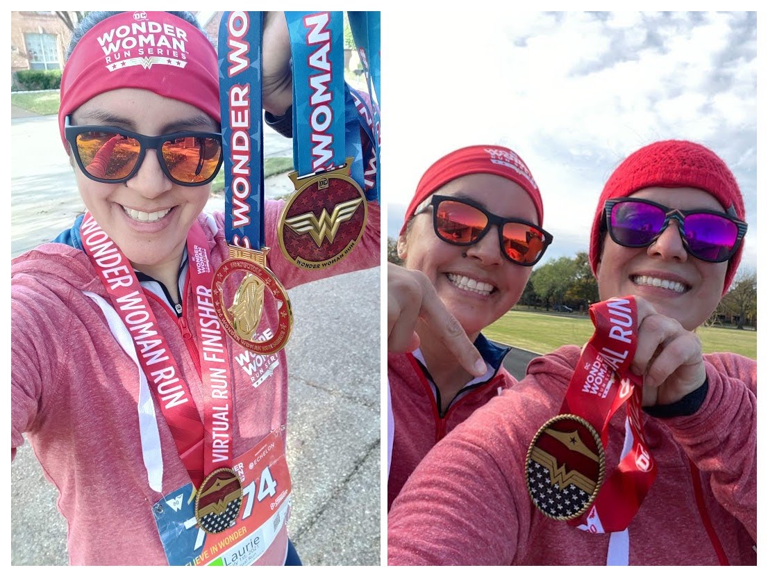 lresnow's tweet photo. @WonderWomanRun third year in a roll. And it's always better with a friend❤️#wearewonderwoman https://t.co/yboESKM4Ir