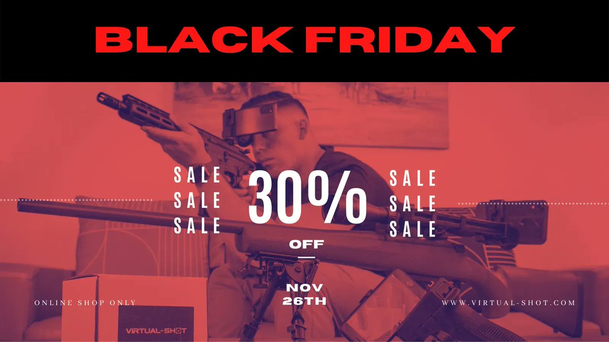 ShotVirtual's tweet photo. Shoot better for less this Black Friday! COUPON: BLACKFRIDAY30

Offer ends midnight 29th November (AEST).

#virtualshot #blackfriday #cybermonday #sale #gun #gunsdaily #pewpew #pewpewlife #rifle #airsoft #gelbalster #pistol #simulation #shot #shoot https://t.co/FZvHKDasJ4